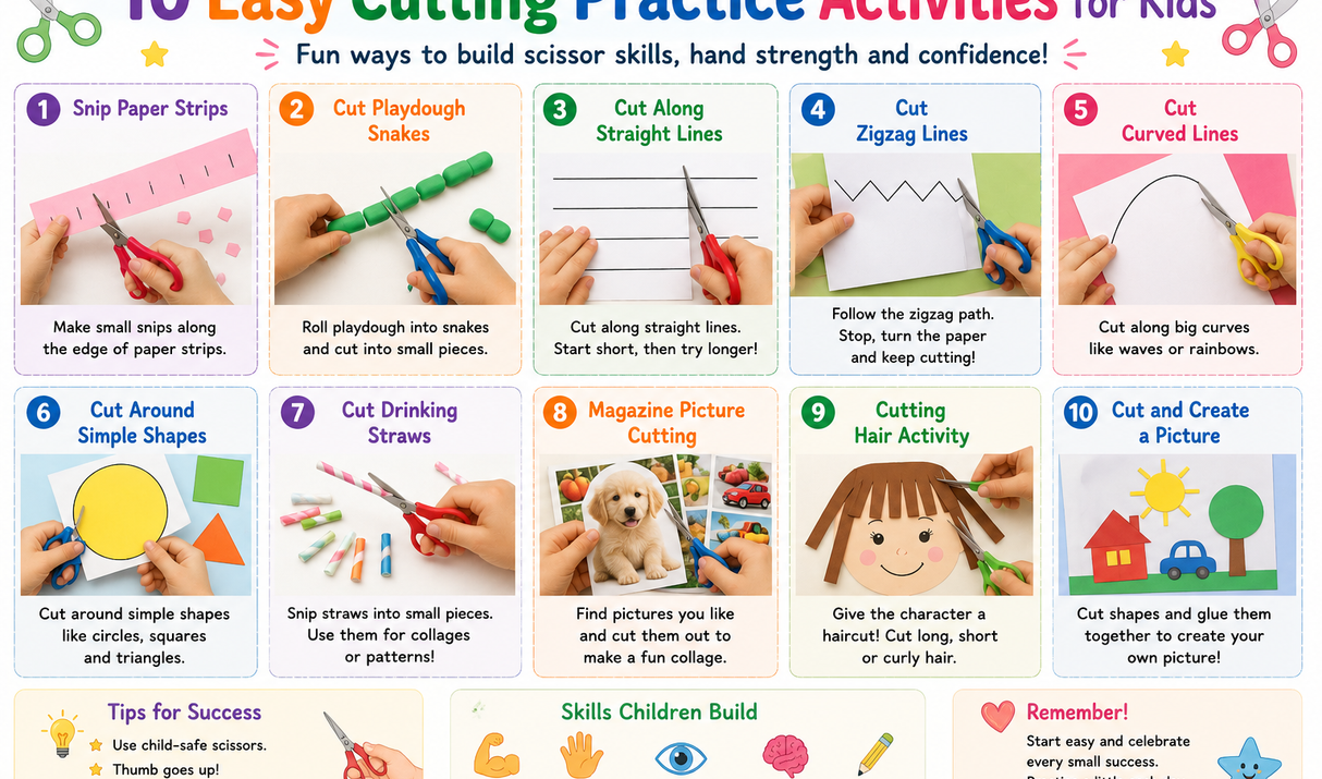 Easy Cutting Practice Activities for Kids