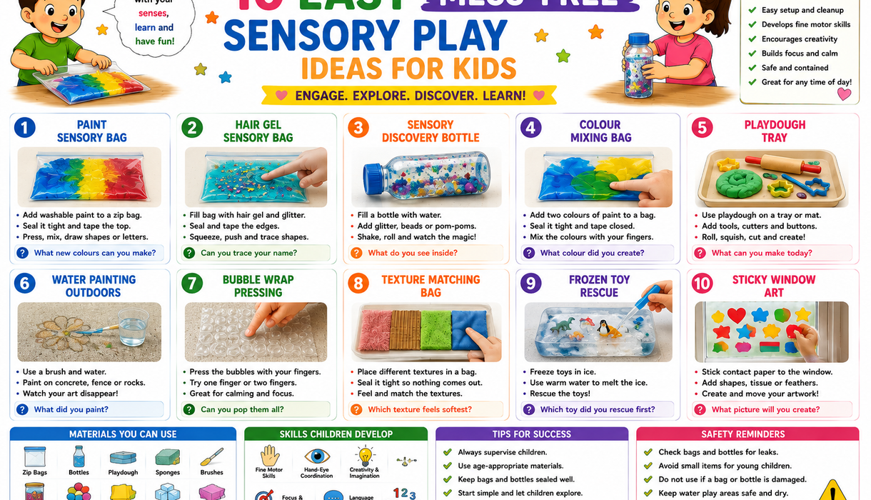 10 Easy Mess-Free Sensory Play Ideas for Kids
