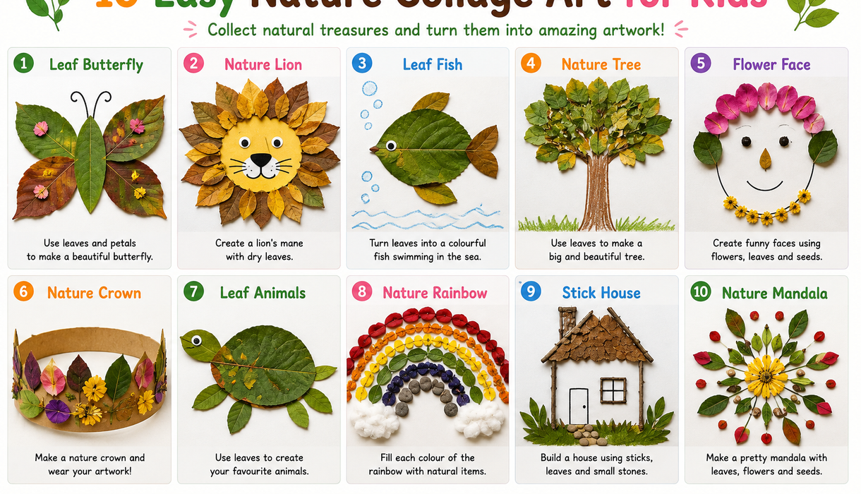 Easy Nature Collage Art for Kids – Outdoor Craft Ideas