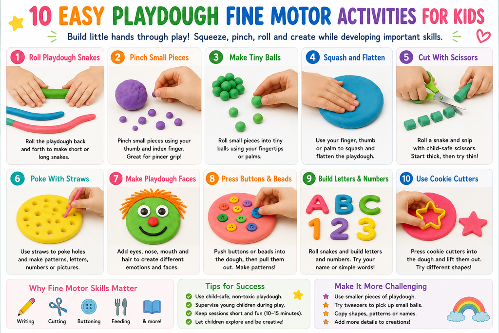 10 Easy Playdough Fine Motor Activities for Kids