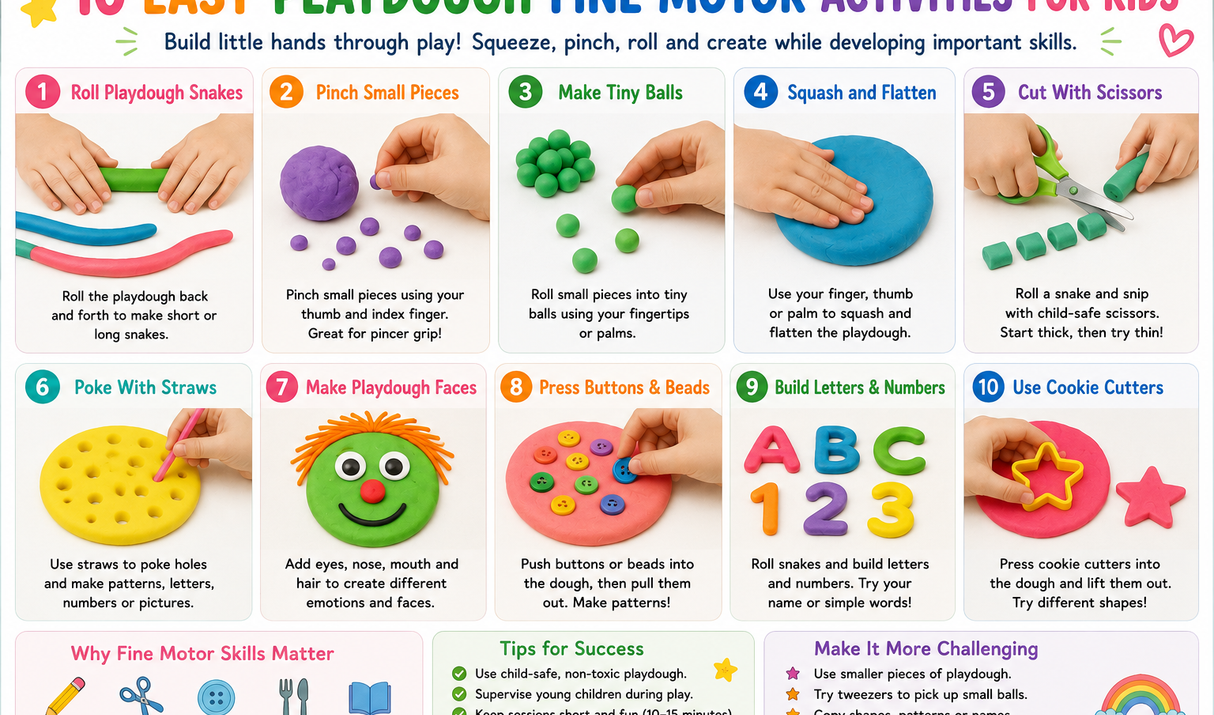 Easy Playdough Fine Motor Activities for Kids