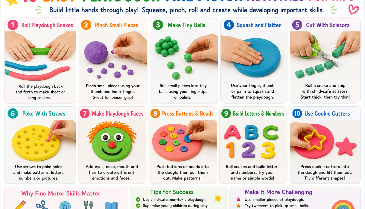 10 Easy Playdough Fine Motor Activities for Kids