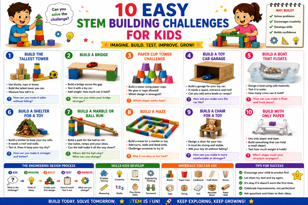 10 Easy STEM Building Challenges for Kids
