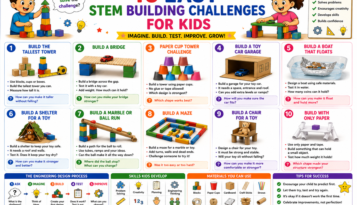 10 Easy STEM Building Challenges for Kids