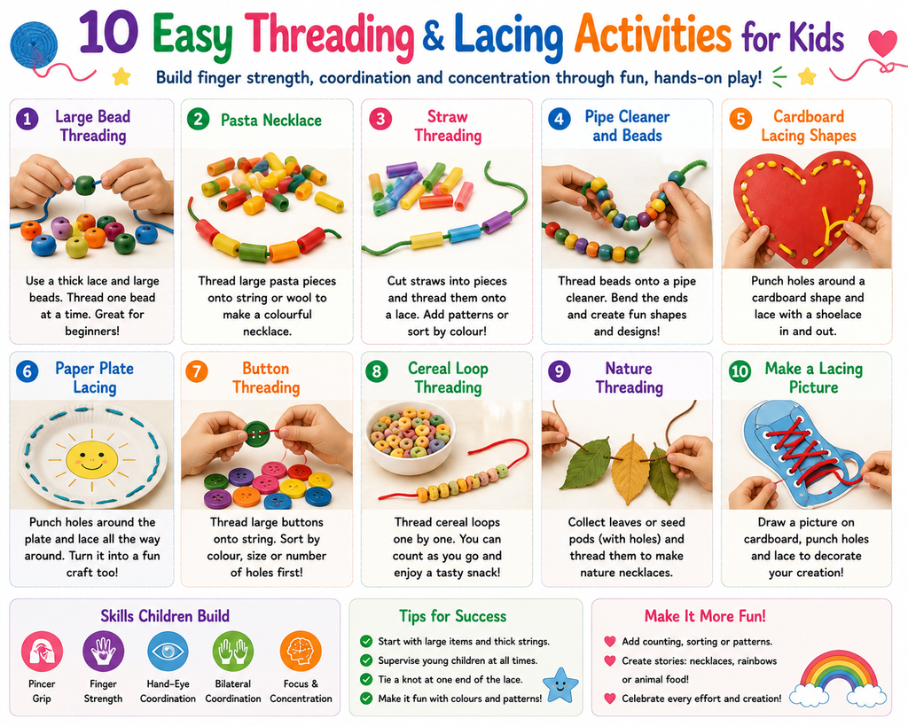 10 Easy Threading & Lacing Activities for Kids
