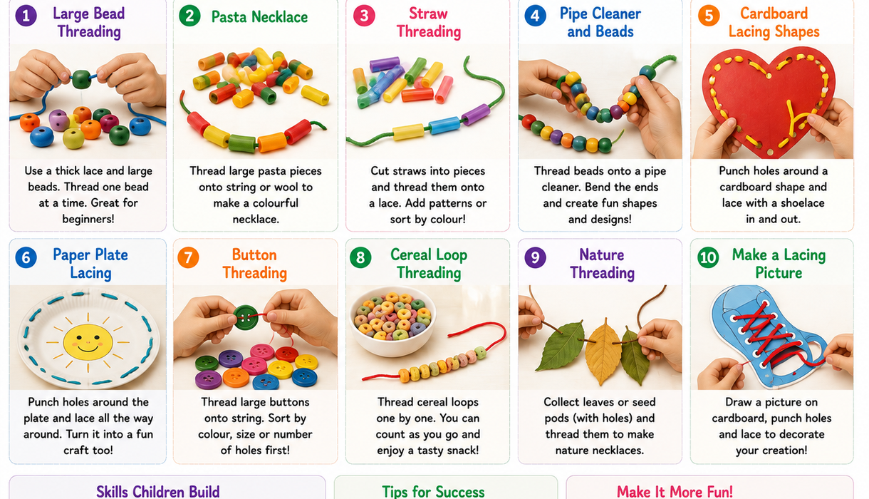 10 Easy Threading & Lacing Activities for Kids