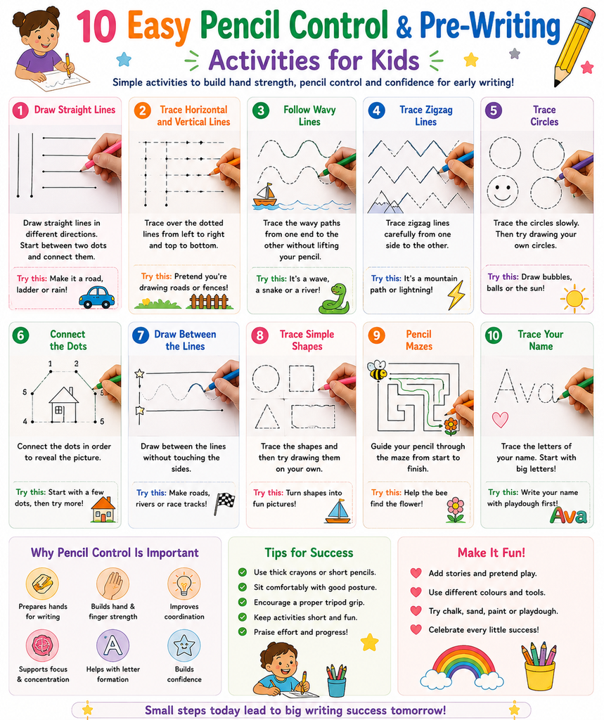 10 Easy Pencil Control & Pre-Writing Activities for Kids