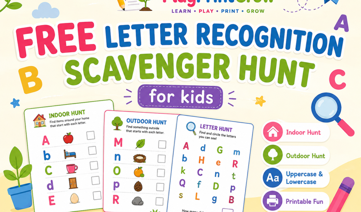 Free Letter Recognition Scavenger Hunt for Kids