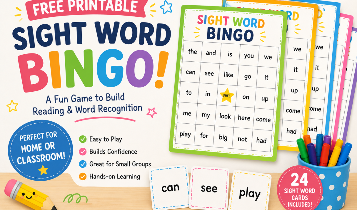 Free Sight Word Bingo Printable Game for Kids