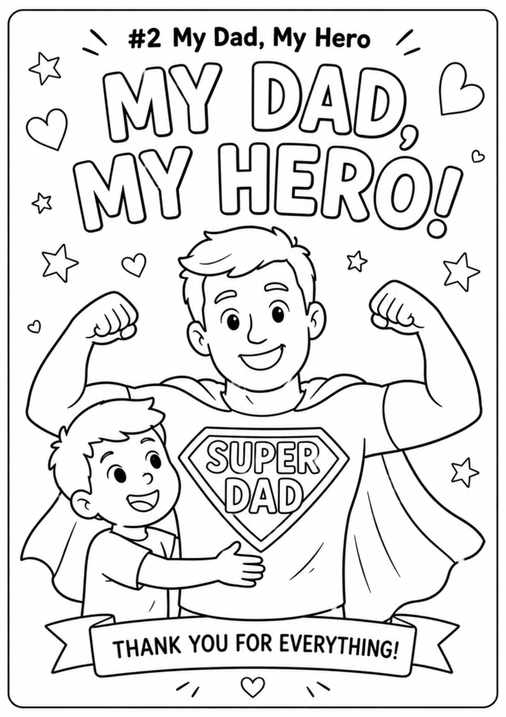 My Dad, My Hero Coloring Page