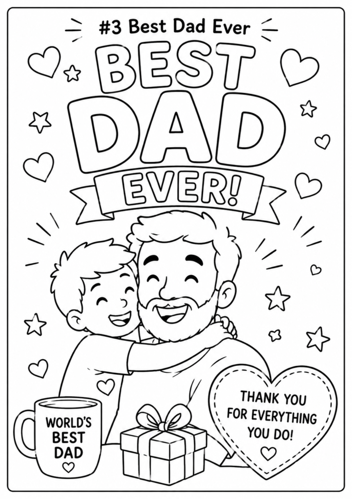 Best Dad Ever Coloring Page
