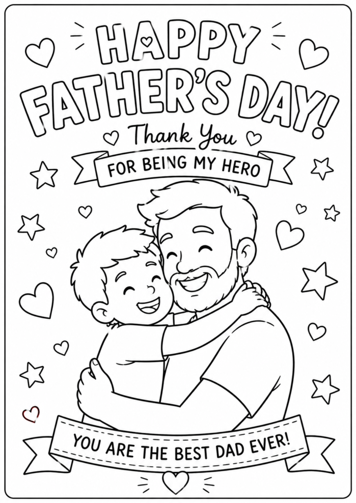 Father’s Day Hug Coloring Poster

