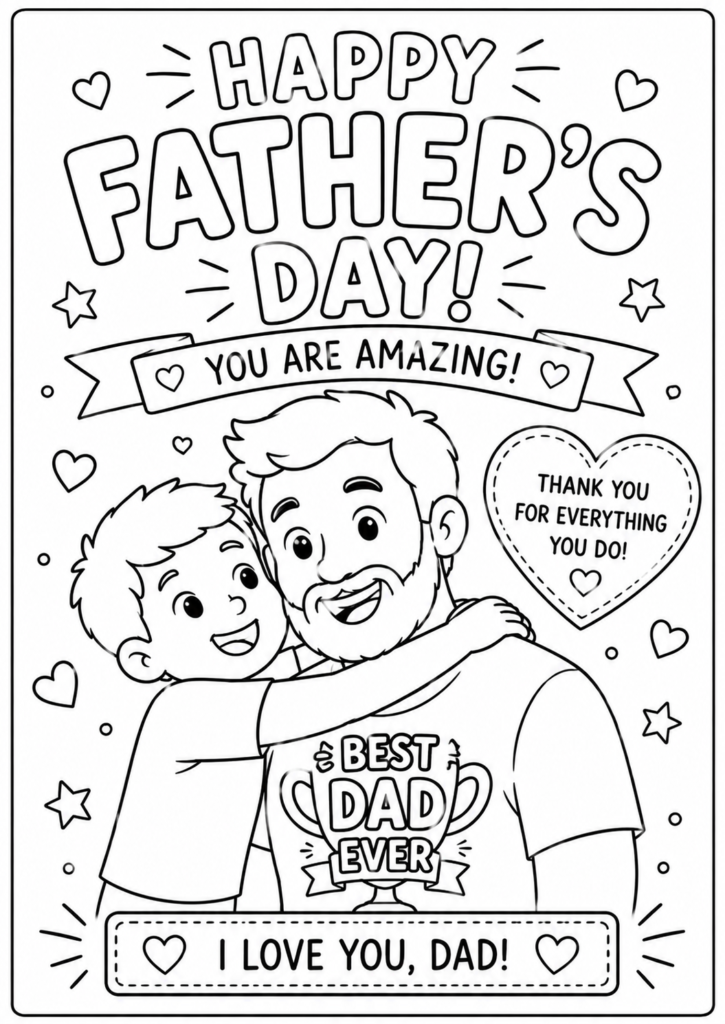 Heartfelt Father’s Day Coloring Page


