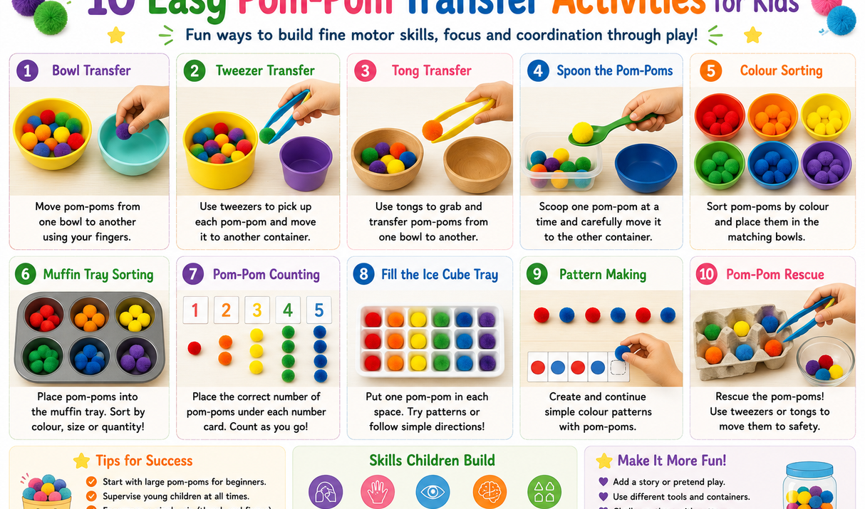 Easy Pom-Pom Transfer Activities for Kids