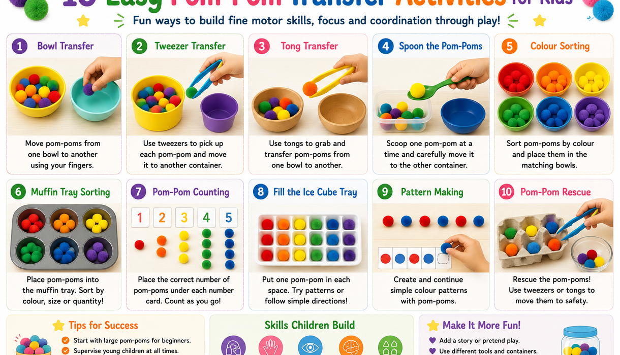 10 Easy Pom-Pom Transfer Activities for Kids